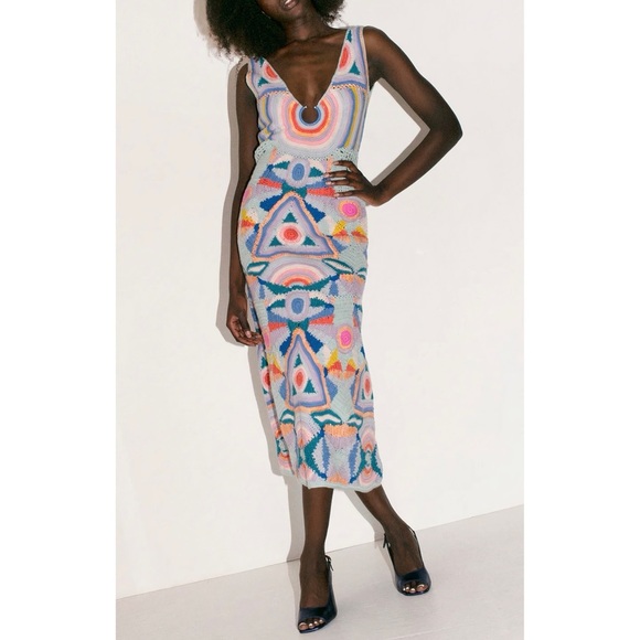 SEA New York Midi Patchwork Crochet Karli Dress - Picture 1 of 7